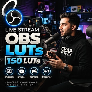 150 OBS Streamer Gamer LUTs | Webcam LUTs | OBS Studio Color Grading | Skin Tone LUTs | LED Neon Lighting Fix