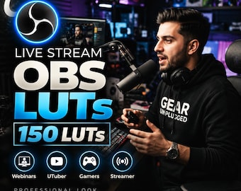 150 OBS Streamer Gamer LUTs | Webcam LUTs | OBS Studio Color Grading | Skin Tone LUTs | LED Neon Lighting Fix