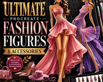 Procreate Fashion & Human Body Stamps Bundle | Eyes, Lips, Nose and more Body, Poses, Clothes, Shoes, Accessories Brush Sets for Digital Art