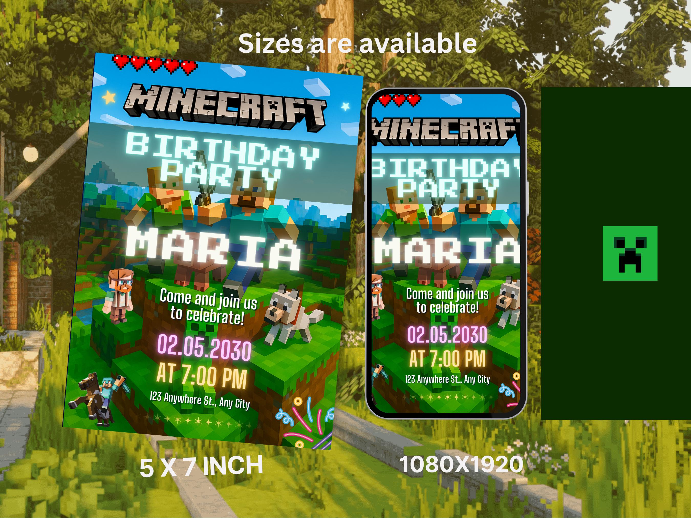 Minecraft Invitation - 2 Sizes