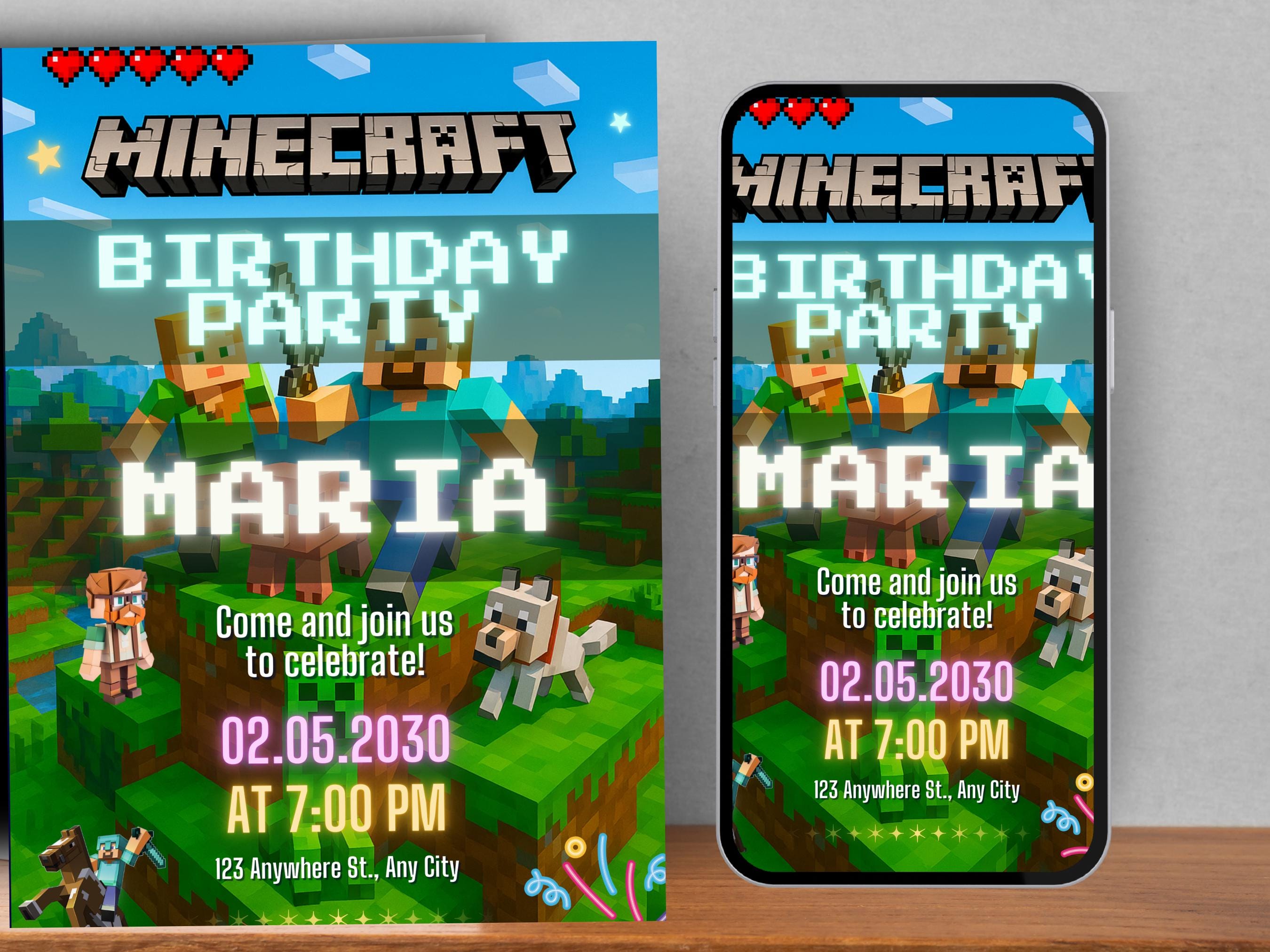 Minecraft Invitation - 2 Sizes