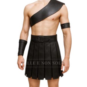 Genuine Leather Black Gladiator Kilt