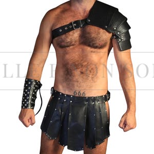Genuine Leather Black Gladiator Kilt