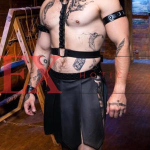 Genuine Leather Black Gladiator Kilt