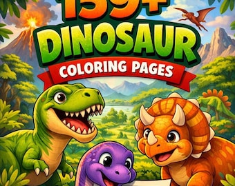159+ Dinosaur Coloring Pages Printable Bundle for Kids (Digital Download)