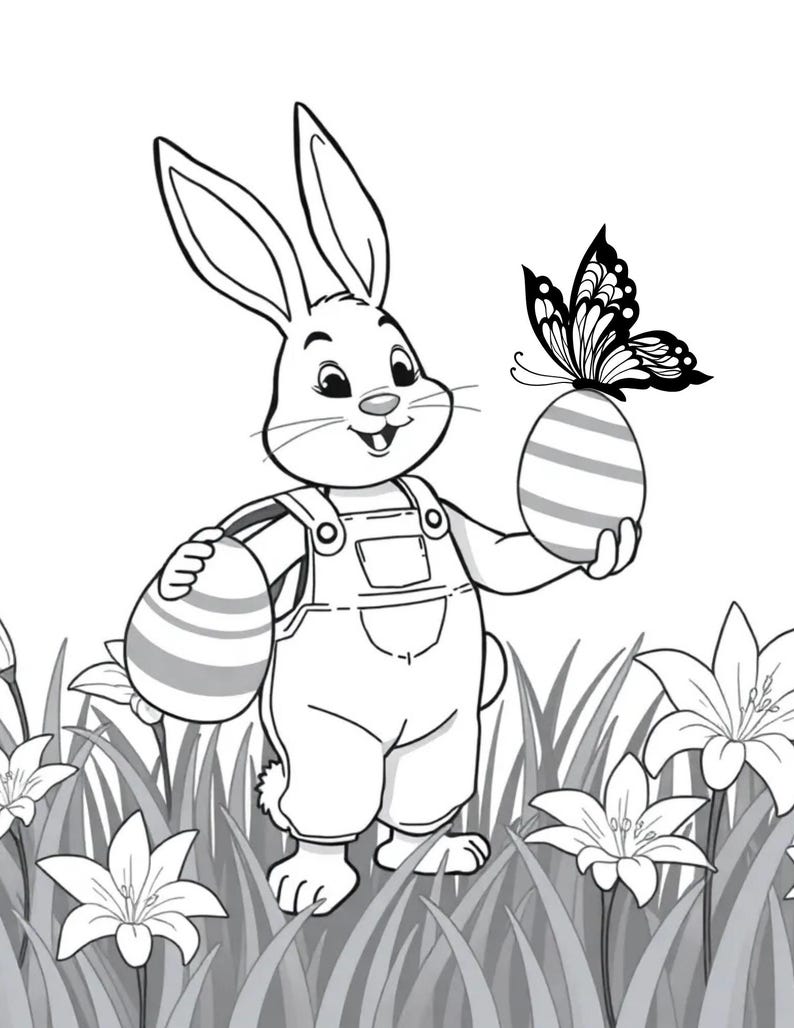 10 Printable Easter Coloring Pages for Kids Featuring Eggs and Bunnies ...