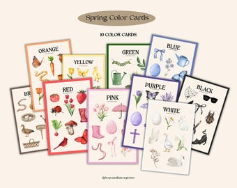 Spring Color Cards for Kids | Watercolor Montessori Color Flashcards | Printable Color Recognition Activity | Spring Learning Printable