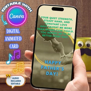 Father’s Day E-Card,  Father&#39;s Day,  Animated  Father&#39;s Day,   Father&#39;s Day Card,  Father,   Digital Download | Editable in Canva, Video.