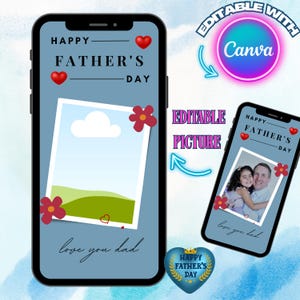 Father’s Day E-Card photo Template,    Animated  Father&#39;s Day,   Father&#39;s Day Card,  Father, Digital Download | Editable in Canva
