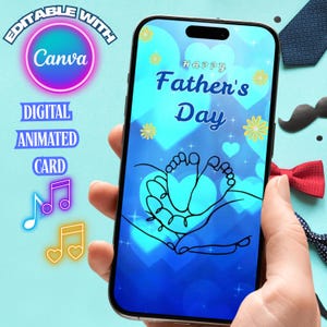 Father’s Day E-Card,  Father&#39;s Day,  Animated  Father&#39;s Day,   Father&#39;s Day Card,  Father,   Digital Download | Editable in Canva, Video.