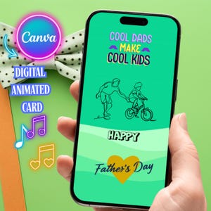 Father’s Day E-Card,  Father&#39;s Day,  Animated  Father&#39;s Day,   Father&#39;s Day Card,  Father,   Digital Download | Editable in Canva, Video.