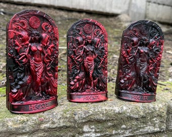 Hekate Resin Statue • Dark Goddess Altar Decor • Triple Moon Witchcraft Figurine • Handmade Occult Sculpture • Shadow Work Deity Offering