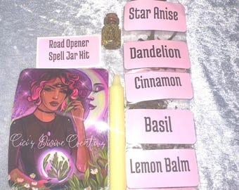 Road Opener Ritual Kit – Spell Jar (Optional) for New Beginnings – Yellow Candle, Cinnamon, Star Anise & More – Witchcraft- Pagan- Wicca