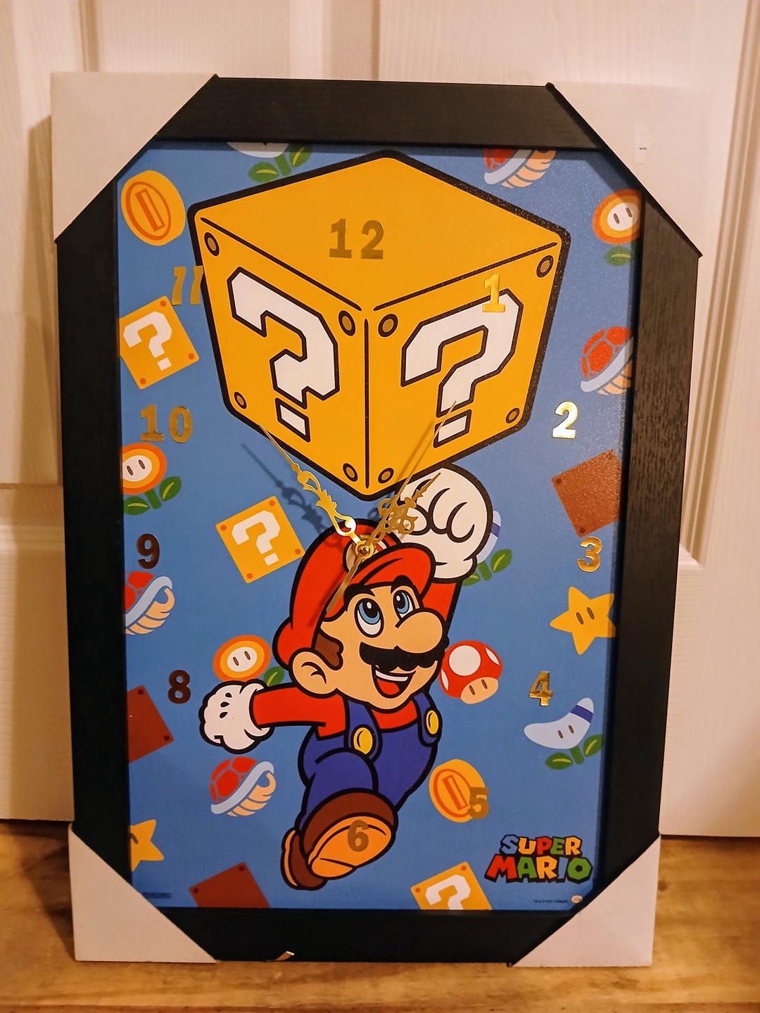 Super Mario Bros Wall Clock Framed Picture Art Decor Video Game ...
