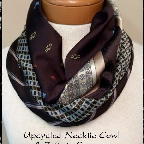 PDF Sewing Pattern for Recycled Repurposed Necktie Cowl (Bonus Infinity) Scarf for Women Instant Download