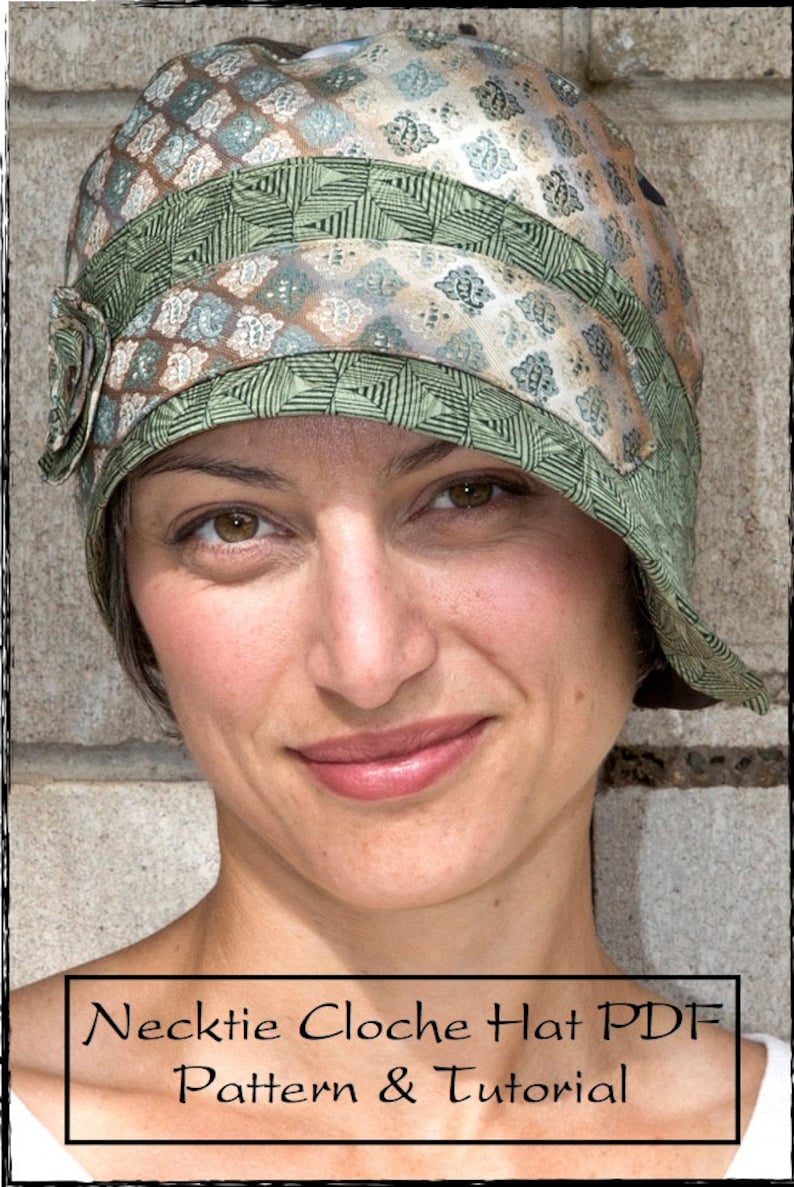 PDF Sewing Pattern and Tutorial for Recycled Repurposed Necktie Cloche Hat for Women Instant Download imagen 1