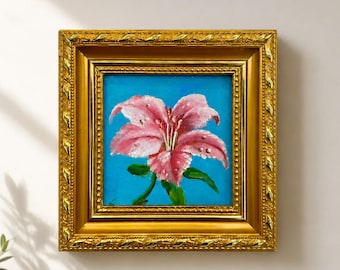 ユリの花の絵画 オリジナル油絵 モダンな壁装飾 キャンバスに描かれた