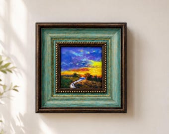 Original Oil Painting, Sunset Wall Art, Landscape Wall Art, Framed Art, Canvas Wall Art