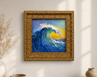 Ölgemälde Original Kunst, Meereswelle Wandkunst, Meer Wandkunst, gerahmte Kunst, Leinwand Wandkunst