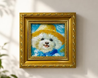 Original Oil Painting, Dog Wall Art, Nursery Wall Art, Framed Art, Canvas Wall Art