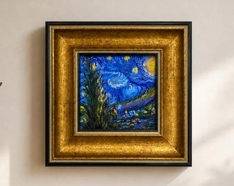 星月夜 - ヴィンセント・ヴァン・ゴッホの手描きの油絵の複製、糸杉と