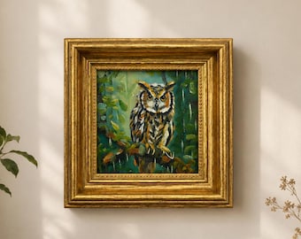 Original Oil Painting, Owl Wall Art, Animal Wall Art, Framed Art, Canvas Wall Art