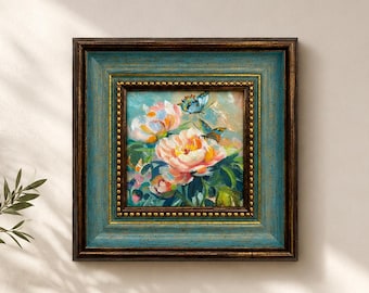 Original Oil Painting, Peony Wall Art, Floral Wall Art, Framed Art, Canvas Wall Art