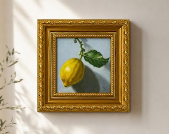 Original Oil Painting, Lemon Wall Art, Kitchen Wall Decor, Framed Art, Canvas Wall Art