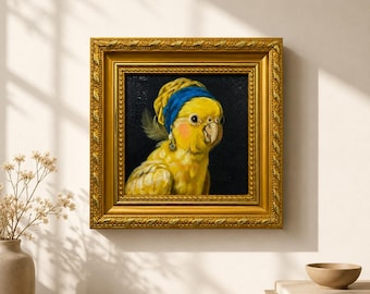 Original Oil Painting, Parrot Wall Art, Bird Wall Art, Framed Art, Canvas Wall Art