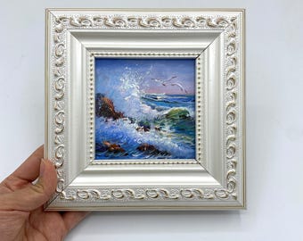 Original Oil Painting, Sea Waves Wall Art, Seascape Wall Art, Framed Art, Canvas Wall Art