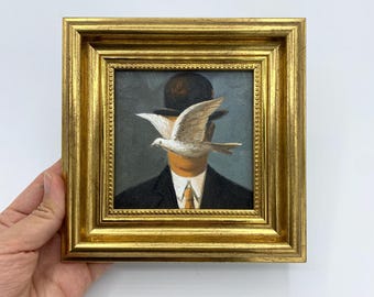 ルネ・マグリット 山高帽の男 1964年 高品質の手描き油絵複製 - Etsy 日本