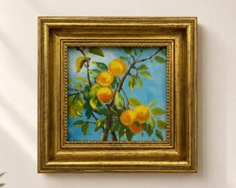 Original Oil Painting, Orange Tangerine  Wall Art, Kitchen Wall Decor, Framed Art, Canvas Wall Art