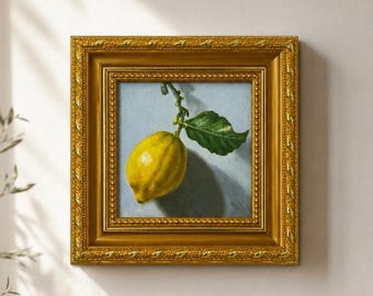 Original Oil Painting, Lemon Wall Art, Kitchen Wall Decor, Framed Art, Canvas Wall Art