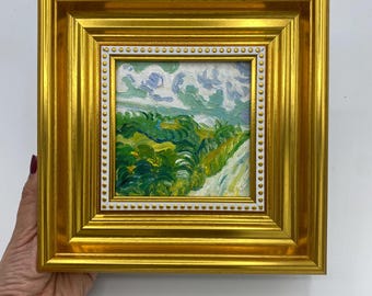 束のある麦畑 - ヴィンセント・ヴァン・ゴッホの手描きの油絵複製、夏