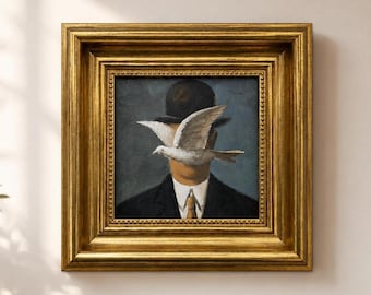 ルネ・マグリット作「山高帽の男」（1964年）、手描きの油絵複製画