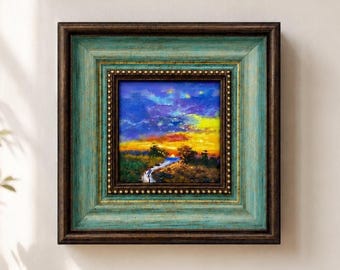 Original Oil Painting, Sunset Wall Art, Landscape Wall Art, Framed Art, Canvas Wall Art