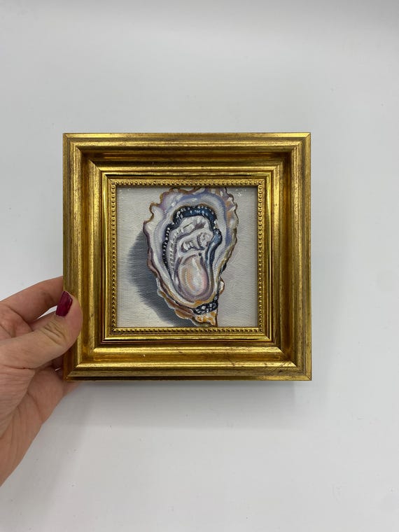 Oil Painting Original Art, Oyster Wall Art, Kitchen Wall Decor, Framed Art, Canvas Wall Art