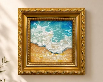 Original Oil Painting, Beach and Sea Waves Wall Art, Coastal Wall Art, Framed Art, Canvas Wall Art