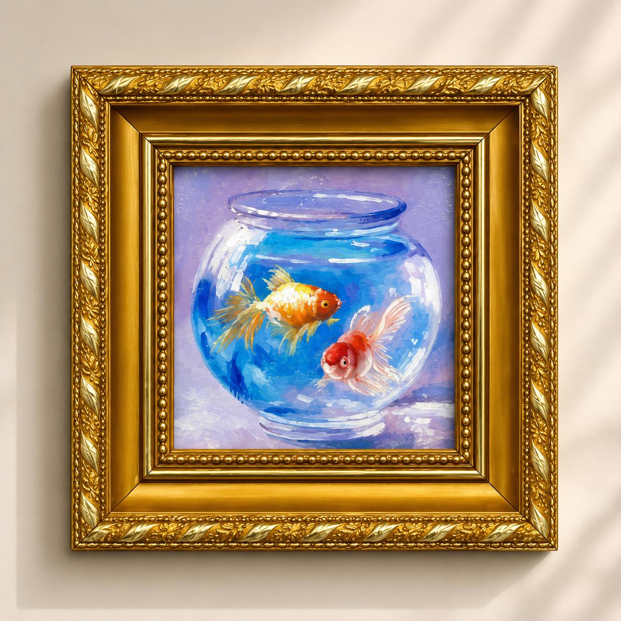 アラウンド・ザ・ゴールドフィッシュ 絵画 アート Original Goldfish Painting - Etsy