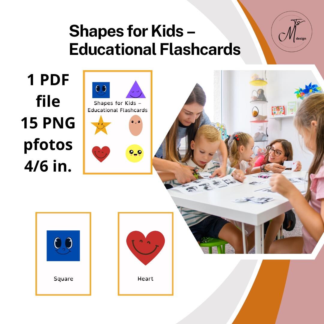 Shapes Flashcards for Kids – Educational Printable 4x6 | Dyslexia