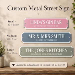 Personalised Metal Street Sign, Custom House Name Plaque, Home Bar or Garden Sign - Multi buy