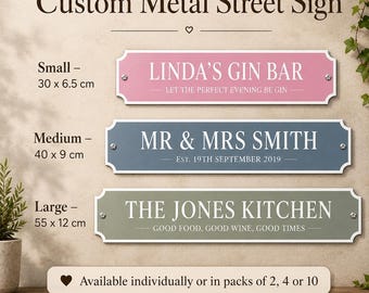 Placa de rua personalizada em metal, placa com nome de casa personalizada, placa para bar em casa ou jardim - Compre várias unidades