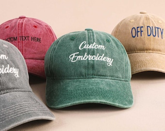Custom Embroidered Baseball Cap, Personalized Text Hat, Vintage Style
