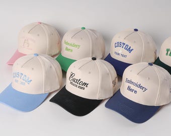 Custom Embroidered Baseball Cap, Personalized Text Hat, Unisex Adjustable