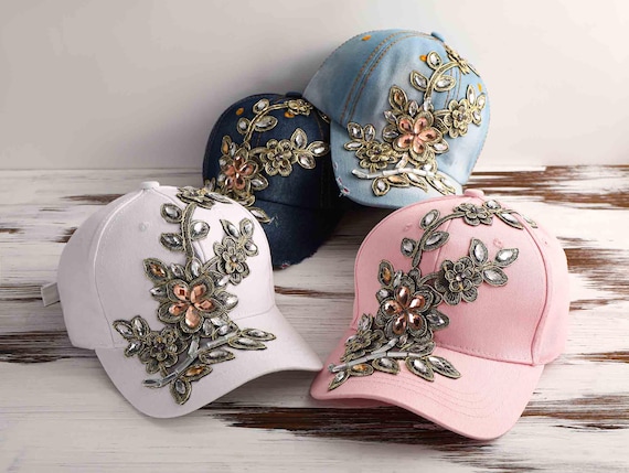 Bling Hat, Embellished Rhinestone Hat, Sparkly Hat, Denim  display picture 1