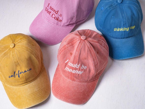 Custom Embroidered Hat, Personalized Text Vintage Hat, Washed Cotton Baseball Hat, Unisex Fit