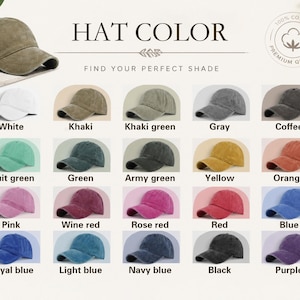 Custom Embroidered Hat, Personalized Text Vintage Hat, Washed Cotton Baseball Hat, Unisex Fit image 6
