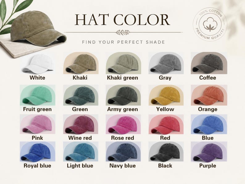 Custom Embroidered Hat, Personalized Text Vintage Hat, Washed Cotton Baseball Hat, Unisex Fit image 6