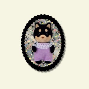 Pegatina de vinilo con brillantina de Shiba Inu de Sylvanian Families/Calico Critter / Bonita pegatina de perro / Bonito regalo para amantes de los animales / Pegatina para Kindle