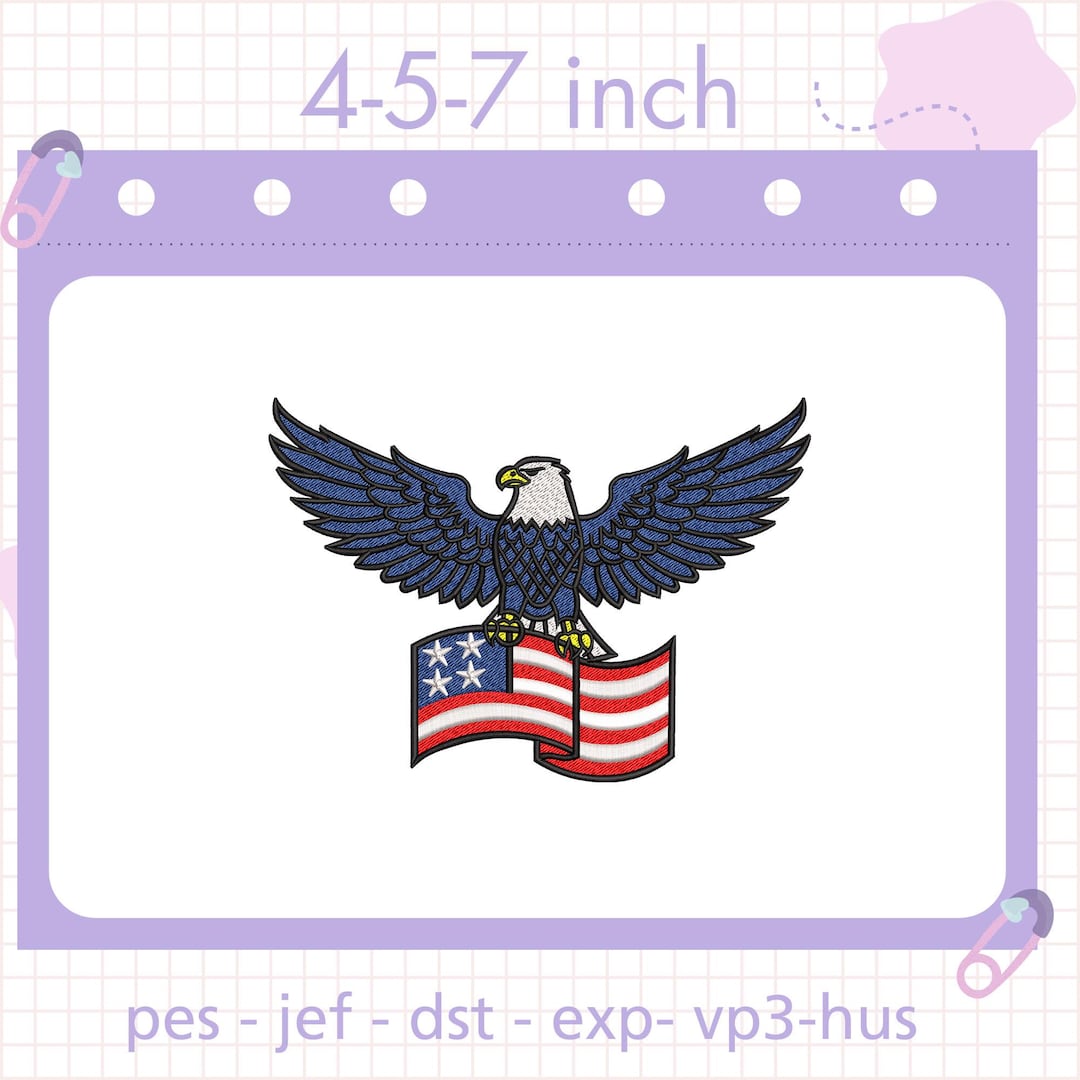 Patriotic Eagle Holding Flag Embroidery Design, American Bald Eagle ...